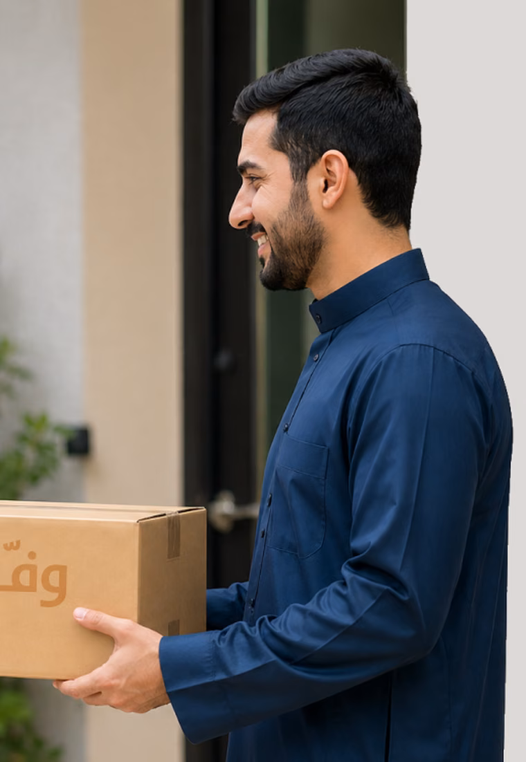 Waffy, handing over the package
